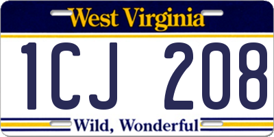 WV license plate 1CJ208