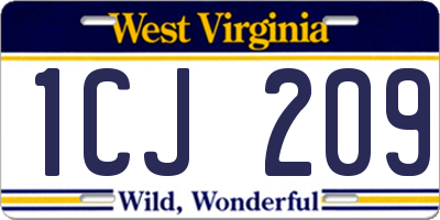 WV license plate 1CJ209
