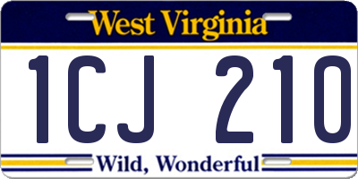 WV license plate 1CJ210