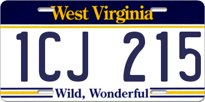 WV license plate 1CJ215