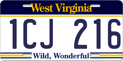 WV license plate 1CJ216