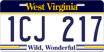 WV license plate 1CJ217
