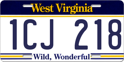 WV license plate 1CJ218