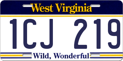 WV license plate 1CJ219
