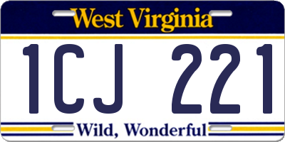 WV license plate 1CJ221