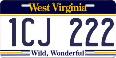 WV license plate 1CJ222
