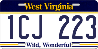 WV license plate 1CJ223