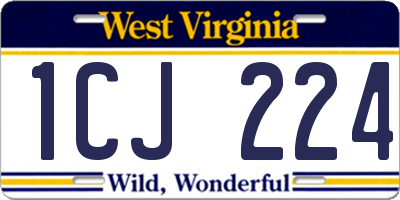 WV license plate 1CJ224