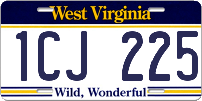 WV license plate 1CJ225