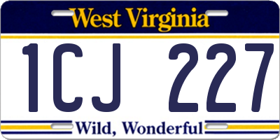 WV license plate 1CJ227