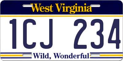 WV license plate 1CJ234