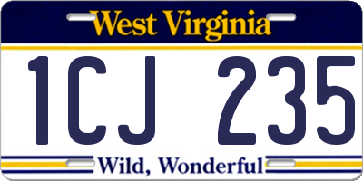 WV license plate 1CJ235