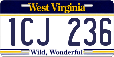 WV license plate 1CJ236