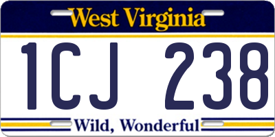 WV license plate 1CJ238