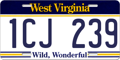 WV license plate 1CJ239