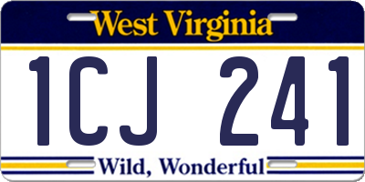 WV license plate 1CJ241