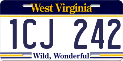WV license plate 1CJ242