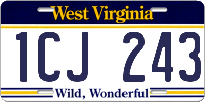 WV license plate 1CJ243