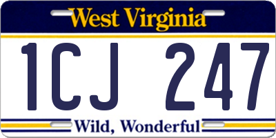 WV license plate 1CJ247