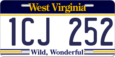 WV license plate 1CJ252