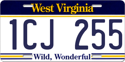 WV license plate 1CJ255