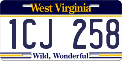WV license plate 1CJ258