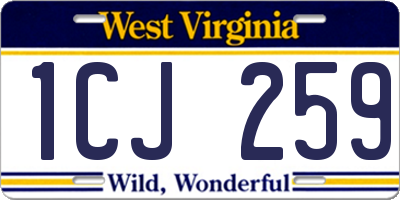 WV license plate 1CJ259