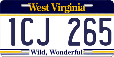WV license plate 1CJ265