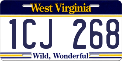 WV license plate 1CJ268