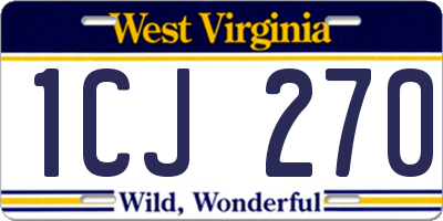 WV license plate 1CJ270