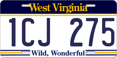 WV license plate 1CJ275