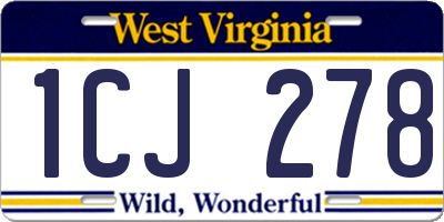 WV license plate 1CJ278