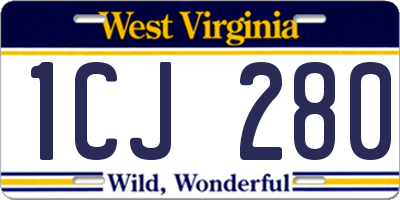 WV license plate 1CJ280