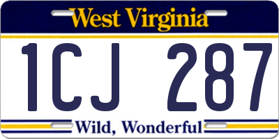 WV license plate 1CJ287