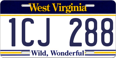 WV license plate 1CJ288