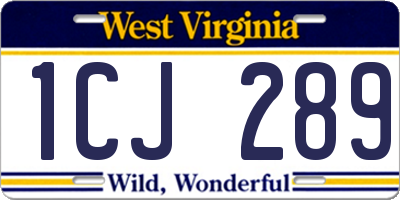 WV license plate 1CJ289