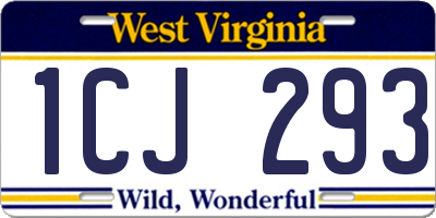 WV license plate 1CJ293