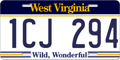 WV license plate 1CJ294