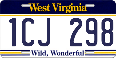 WV license plate 1CJ298