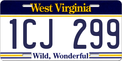 WV license plate 1CJ299