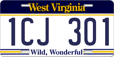 WV license plate 1CJ301