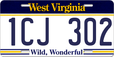 WV license plate 1CJ302