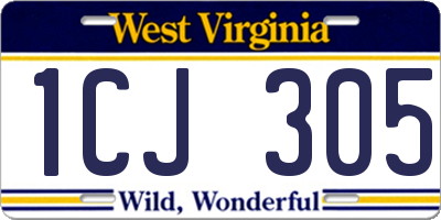 WV license plate 1CJ305