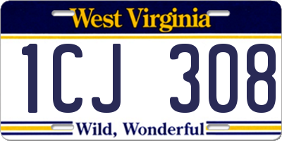 WV license plate 1CJ308