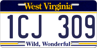 WV license plate 1CJ309