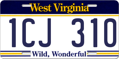 WV license plate 1CJ310