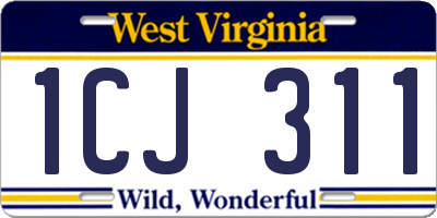 WV license plate 1CJ311