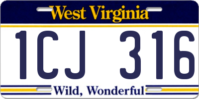 WV license plate 1CJ316