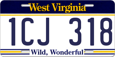WV license plate 1CJ318