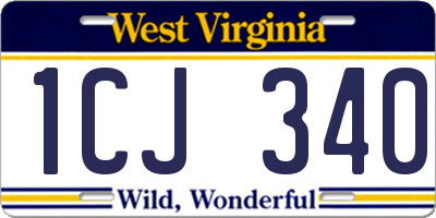 WV license plate 1CJ340